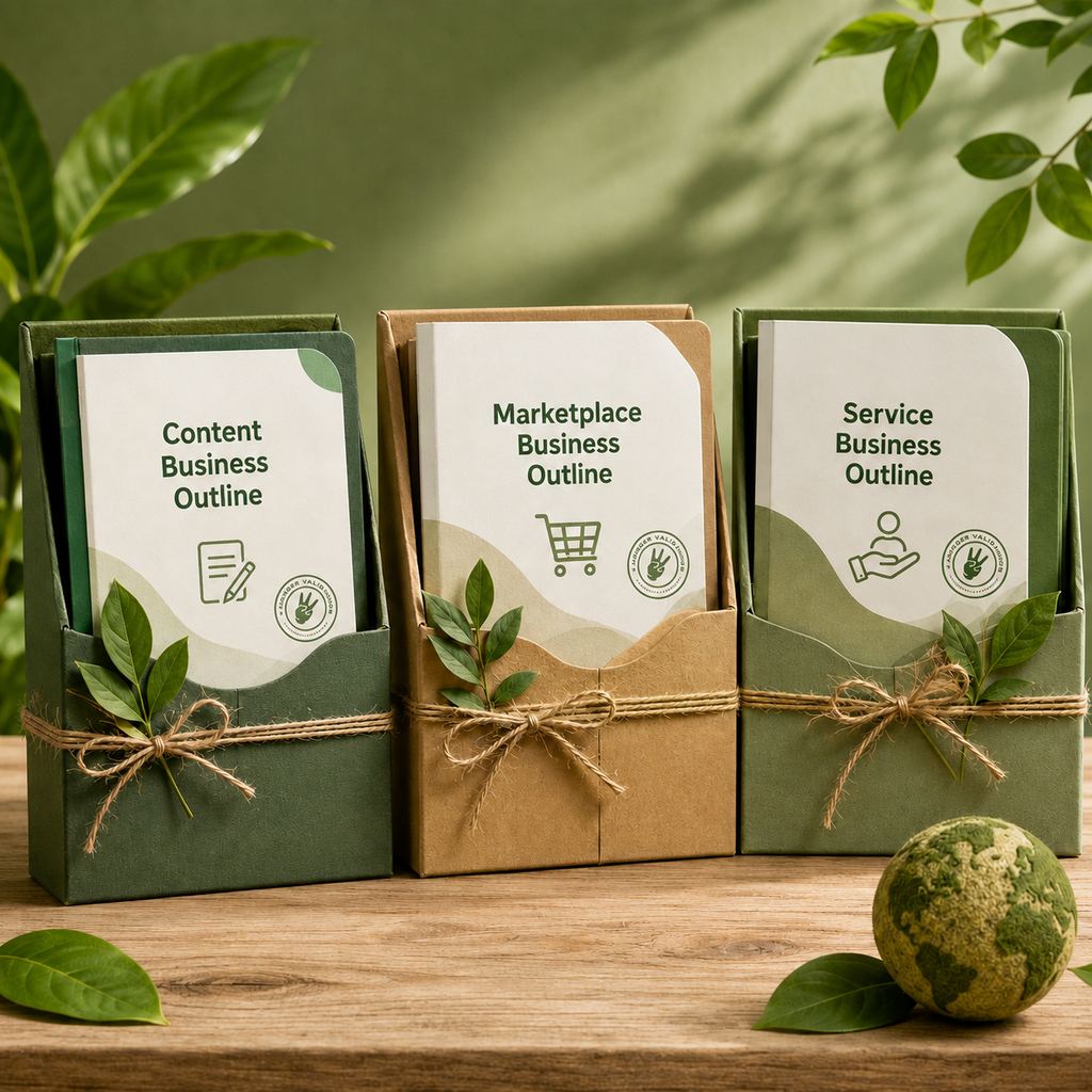 Three business plan outlines: Content, Marketplace and Service